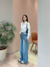 美麗衣櫥（BEAUTIFUL WARDROBE）水洗復古寬松垂感闊腿褲女2025秋季百搭高腰顯瘦直筒牛仔褲女 曬單實(shí)拍圖