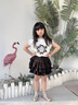 G.DUCKKIDS小黃鴨童裝女童套裝夏季新款兒童衣服韓版洋氣蓬蓬蛋糕裙兩件套女 套裝白上衣黑褲裙 160 建議150-160cm12-13歲 曬單實拍圖