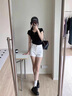衣然呈品白色牛仔短褲女夏季薄款直筒休閑簡(jiǎn)約中褲包臀高腰顯瘦辣妹熱褲子 白色 M 【建議90-110斤】 曬單實(shí)拍圖