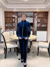 緹米媗中老年女裝秋裝休閑套裝媽媽裝春秋運動服金絲絨時尚拼接三件套 孔雀藍（213088三件套） 2XL 建議穿118-130斤 曬單實拍圖