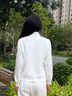 安踏易打理運動(dòng)套裝 女款秋季跑步訓練健身針織外套運動(dòng)褲休閑兩件套 【立領(lǐng)-織帶條紋款】象牙白-7 L  (女170) 曬單實(shí)拍圖
