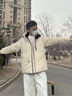 LEEREDPOI連帽羽絨服男2025冬季百搭保暖外套男美式休閑寬松可脫卸袖上衣服 米白色 XL （136-155） 曬單實(shí)拍圖