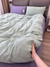 蘇萱2025夏季新款純棉床上四件套全棉色織水洗棉床品簡(jiǎn)約條紋被套床單 塞西莉亞-綠紫 1.8m 床單款 四件套-被套200x230cm 曬單實(shí)拍圖