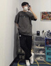 MR-90官方潮牌休閑褲男女款春秋季寬松運(yùn)動(dòng)褲子直筒百搭韓版潮流長褲男 黑色（NE01） L （推薦體重125-140斤） 曬單實(shí)拍圖