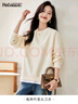 品彩（PinCai）松弛感衛衣女簡(jiǎn)約純色圓領(lǐng)假兩件拼接衛衣寬松百搭上衣 P141W1739 曬單實(shí)拍圖
