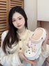 貓力孕婦防滑洞洞鞋女款沙灘足弓支撐eva防臭厚底包頭涼鞋夏季外穿女 白藍【西高地】 足弓防滑 36-37 【正碼】內(nèi)長240MM 曬單實拍圖