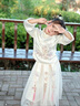 爾山集兒童漢服女童春夏套裝刺繡中國風(fēng)襦裙兩件套新中式旗袍 【香檳蠶絲緞兩件套 130cm】 曬單實(shí)拍圖