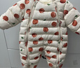 嬰兒衣服秋冬季外出抱衣寶寶加絨羽絨棉服新生幼兒連體衣冬裝外套 帶腳套小蘋(píng)果 加絨加厚 90cm 適合12-18個(gè)月寶寶 曬單實(shí)拍圖