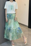 香影綠色漸變暈染半身裙女2026夏季新款垂感中長(cháng)度假風(fēng)雪紡a字裙 綠花 L 165/68A/110-125斤 曬單實(shí)拍圖