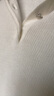 Olrain歐芮兒氣質(zhì)POLO領(lǐng)短袖針織衫女裝夏季撞色上衣通勤 杏白色 L 曬單實(shí)拍圖