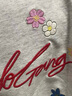 404MOBGANG【徐藝洋同款】手寫花卉刺繡重磅短袖T恤美式寬松涼感防曬情侶 白花灰色 L 曬單實(shí)拍圖