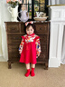 WVD美國品牌連衣裙秋裝兒童國風(fēng)唐裝生日中式寶寶一周歲禮服套裝春秋 大紅連衣裙+發(fā)帶+短襪 大紅連衣 73 曬單實(shí)拍圖