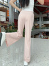 名創(chuàng)優(yōu)品（MINISO）褲子女2025新款高腰冰絲微喇褲小個子夏季涼感防曬休閑運動直筒褲 淺綠(純色) L /165(體重115-130斤) 曬單實拍圖