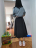 LILY秋新款女裝格雷系優(yōu)雅商務(wù)A字廓形垂感百搭通勤半身裙女 501灰色 M 曬單實(shí)拍圖