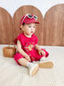 G.DUCKKIDS小黃鴨周歲禮服男寶寶抓周衣服女漢服百日宴百天滿月嬰兒套裝夏季 紅色+香囊 90 建議1~2歲【 80-90cm】cm 曬單實(shí)拍圖