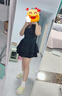 UR2025秋季新款女裝休閑疊層褶皺收腰吊帶連衣裙UYU750056 正黑 (偏短) L 曬單實(shí)拍圖