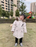 skingcond童服女童冬季洋氣新款中小童加厚短款休閑純色服 米白色（原色貉子毛領(lǐng)）   0GB 90 CM(身高8090cm) 曬單實(shí)拍圖