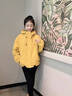 尚靜抽繩下擺連帽工裝加厚外套女2025冬季新款高級感百搭加絨保暖上衣 黃色 M 曬單實(shí)拍圖