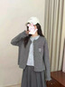 斐特瑪2025春秋新款毛衣外套假兩件針織衫女慵懶氣質(zhì)圓領(lǐng)系帶開(kāi)衫上衣 灰色假兩件 M 適合95-115斤 曬單實(shí)拍圖