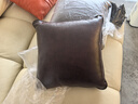 欣墻沙發(fā)抱枕靠墊高檔真皮美式頭層牛皮大號簡(jiǎn)約現代客廳長(cháng)方形腰枕頭 深栗棕頭層牛皮 50cm*50cm 含枕芯 曬單實(shí)拍圖