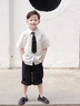 G.DUCKKIDS小黃鴨男童套裝夏季學(xué)院風(fēng)兒童西裝演出服男孩白襯衫黑褲子兩件套 白色襯衫+黑色褲子+領(lǐng)帶 130 建議7~8歲【120-130cm】cm 曬單實(shí)拍圖