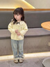 班喜迪女童毛衣針織衫春秋款2025新款洋氣秋裝寶寶開衫上衣秋季兒童衣服 米色 100 曬單實拍圖