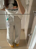 美式高端白色牛仔褲男寬松直筒闊腳長(cháng)褲2026春夏新款拖地高街褲子 米色 8630 29 建議121-130斤 曬單實(shí)拍圖