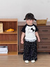 G.DUCKKIDS小黃鴨童裝女童短袖套裝夏季新款洋氣韓版休閑小女孩夏裝兩件套薄 黑白色 90 (建議80-90cm 1-2周歲） 曬單實(shí)拍圖