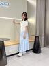 優(yōu)優(yōu)1點(diǎn)（Yoyo one）女童半身裙夏季2025新款女大童a字裙冰絲氣質(zhì)長裙兒童夏裝裙子薄 4520藍(lán)色 150 150cm 曬單實(shí)拍圖