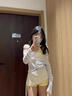 鉑吶苓泳衣女款分體三件套小清新星星印花甜美長(cháng)袖防曬平角沙灘游泳衣 泳衣三件套黃色星星印花 70-125斤 均碼 曬單實(shí)拍圖
