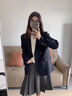 熙世界sllsky職場風率性休閑西裝套裝女2025秋季新款高級感氣質(zhì)西服上衣 深藏青 XL 曬單實拍圖