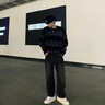 倉(cāng)石一樹 KAZUKI KURAISHI牛仔褲男士2025秋季港風(fēng)做舊直筒男士寬松潮流休閑闊腿牛仔褲子 黑色 XL 曬單實(shí)拍圖