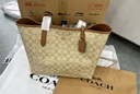 蔻馳（COACH）【官方授權(quán)店】奢侈品女包City33大號托特包單肩手提包送女友禮物 5696IMNLJ淺卡其配棕色 曬單實拍圖