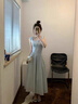 沐霓 裙子連衣裙夏季 女士新款復古方領(lǐng)系帶收腰氣質(zhì)高級感長(cháng)裙顯瘦 無(wú)袖吊帶式連衣裙 M 曬單實(shí)拍圖