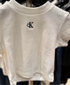 Calvin KleinJeans夏季女士活力少女感休閑ck刺繡時(shí)尚辣妹正肩羅紋短袖T恤 101-象牙白 M 曬單實(shí)拍圖
