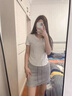 哥瑞美防走光灰色運動休閑抽繩短裙半身裙衛(wèi)裙女夏季高腰辣妹小眾包臀裙 灰色 L 曬單實拍圖