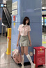 微光里韓系JK制服學(xué)院風(fēng)套裝純欲女高校供設(shè)計感甜美粉襯衫灰百褶裙兩件 粉色襯衫＋灰色百褶裙 M 曬單實拍圖