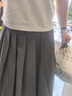 茵曼休閑百褶半身裙2025秋女裝新款高腰顯瘦A字中長(cháng)裙 蘑菇灰 XL 曬單實(shí)拍圖