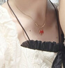 思梨紅色楓葉項鏈女復古宮廷風(fēng)水晶喜慶鎖骨鏈小眾設計高級感頸鏈飾品 珠子紅楓葉 項鏈 曬單實(shí)拍圖
