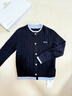 英氏（YEEHOO）女童羊毛衫兒童毛衣中大童裝100%綿羊毛開(kāi)衫保暖秋裝 深藍色 130 曬單實(shí)拍圖