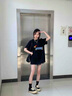牧唯可愛風(fēng)短袖t恤男夏季新款品質(zhì)三本針休閑寬松情侶純棉潮百搭體恤 黑色 XL [建議125-140斤] 曬單實拍圖