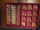 唯伊辰新品真絲刺繡國風(fēng)首飾盒黃金珍珠鳳釵飾品疊加收納盒女生禮物 春日宴套裝-刺繡蓋（雍容紅） 曬單實(shí)拍圖