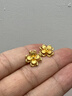 周六福（ZLF）黃金耳釘女款5G足金拉絲車(chē)花幸運四葉草公主嫁期耳飾 計價(jià) 一對-2.83g 曬單實(shí)拍圖