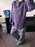 LAZY DAY TREND戶外立體裁剪撞色速干印花T恤女秋季休閑長(zhǎng)袖運(yùn)動(dòng)上衣潮 凝夜紫 2XL 曬單實(shí)拍圖