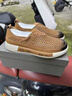 奧康正品新款夏季真皮透氣鏤空休閑耐磨涼皮鞋懶人駕車(chē)一腳蹬洞洞鞋子 卡其-1245821008H 【順豐包郵】 39 【標準皮鞋尺碼】 曬單實(shí)拍圖