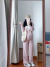 苒祺祺孕婦裝秋套裝2025新款時(shí)尚高級感連帽粉色上衣休閑闊腿褲兩件套裝 粉色套裝 M 曬單實(shí)拍圖