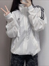 adidas經(jīng)典三條紋運(yùn)動(dòng)連帽夾克外套男女春季新款阿迪達(dá)斯三葉草 亮白   S 曬單實(shí)拍圖