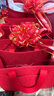 OEIN拉花結(jié)婚蝴蝶結(jié)絲帶裝飾拉絲彩帶花行李箱扎帶結(jié)婚車子反光鏡布置 特大號(hào)韓式雙層花束【酒紅金邊金屬款】 20朵 曬單實(shí)拍圖