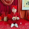 G.DUCKKIDS寶寶百天秋款紅色衣服嬰兒喜慶百日宴爬服嬰幼兒周歲生日抓周禮服 龍年周歲服 80cm (建議18-22斤) 曬單實(shí)拍圖