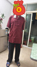 俞兆林（YUZHAOLIN）唐裝男中國(guó)風(fēng)爺爺奶奶情侶夏季父母短袖套裝爸爸過(guò)壽星生日中老年 園林花紋 紅色【套裝】 L /40 男【建議120-140斤】 曬單實(shí)拍圖